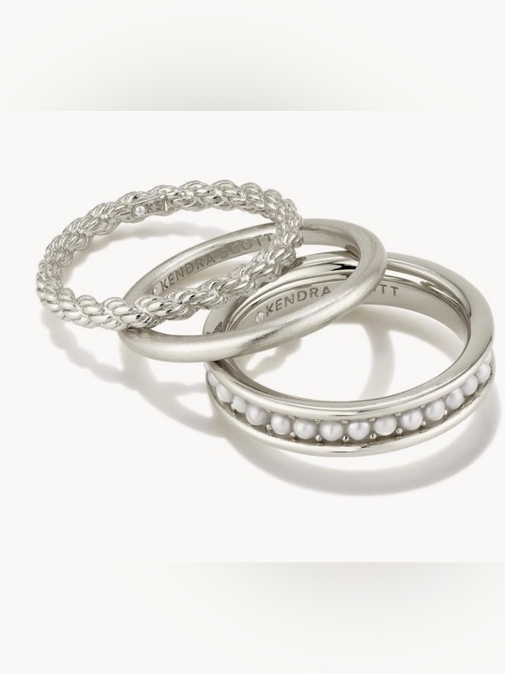 Kendra Scott Silver-Tone & White Pearl Stackable Ring Set